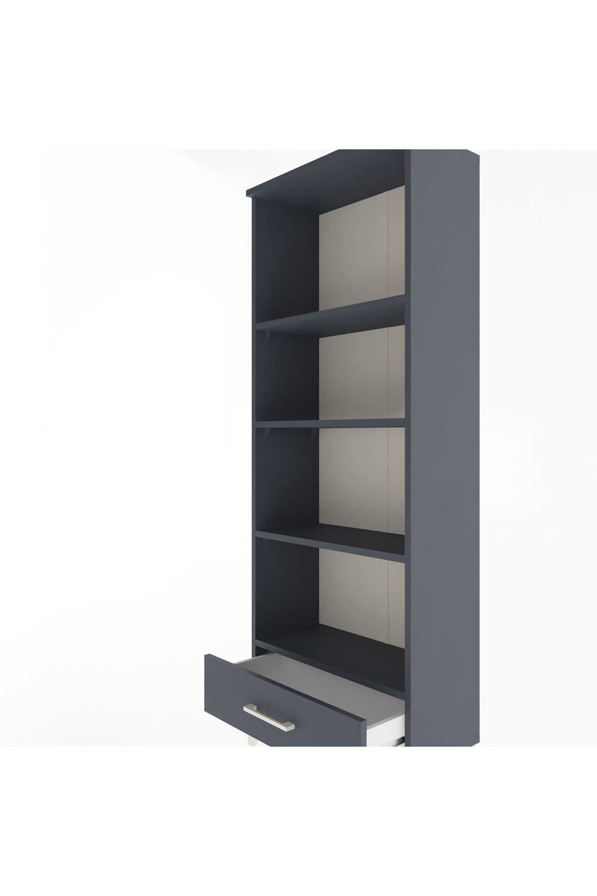 Arges Dolap 4 Raflı Tek Çekmeceli 60x30x163 Antrasit-Antrasit