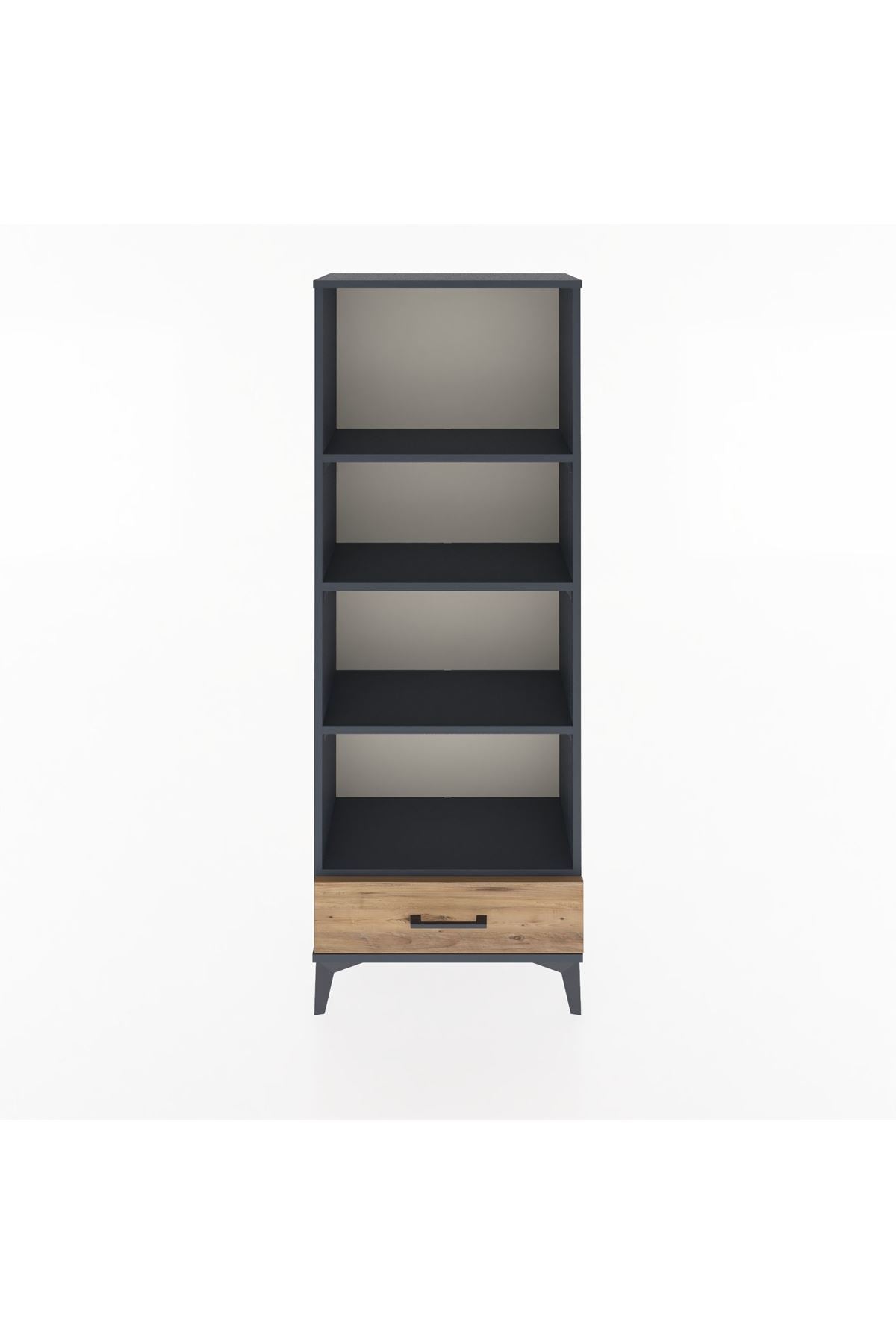 Arges Dolap 4 Raflı Tek Çekmeceli 60x30x163 Antrasit-Çam