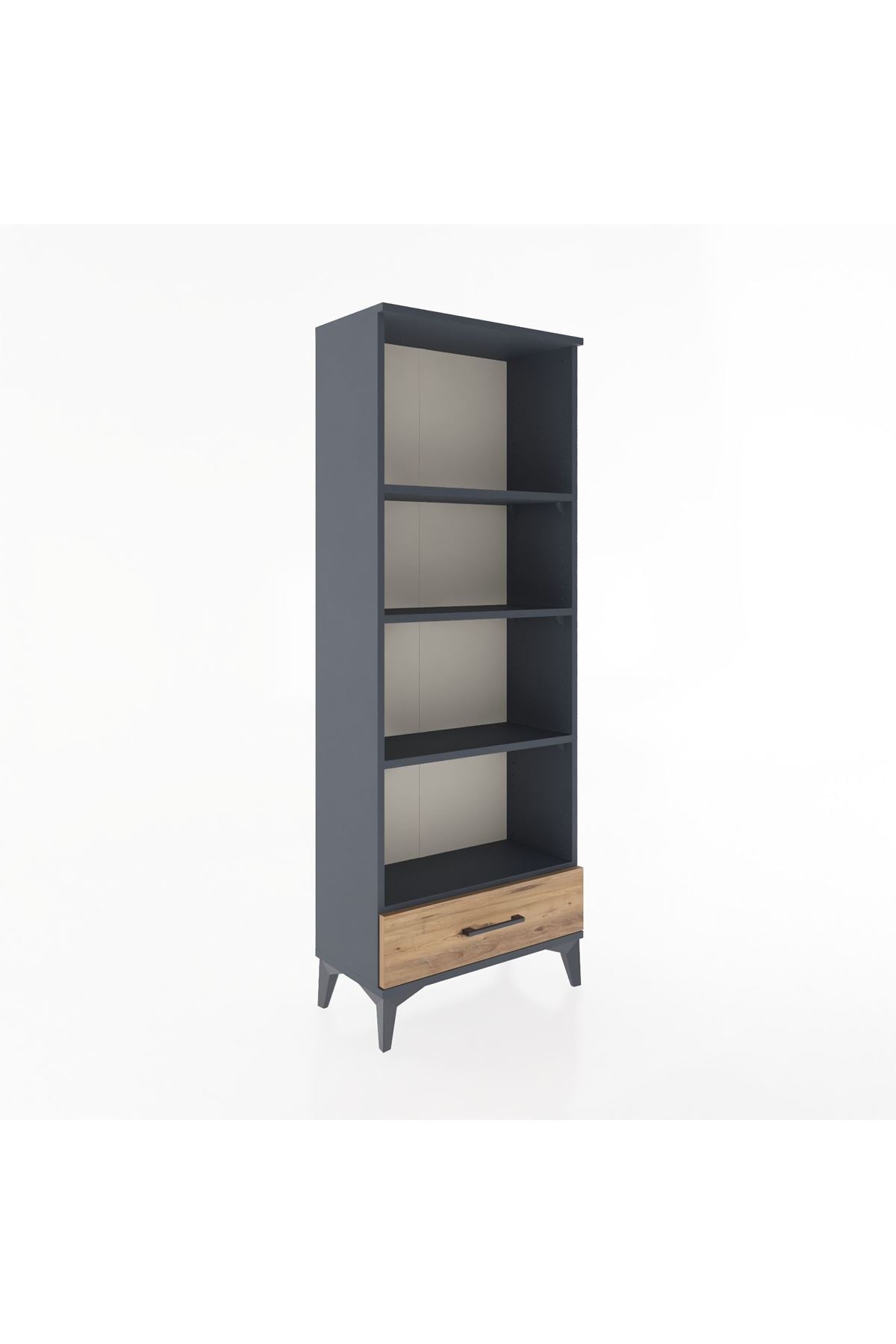 Arges Dolap 4 Raflı Tek Çekmeceli 60x30x163 Antrasit-Çam