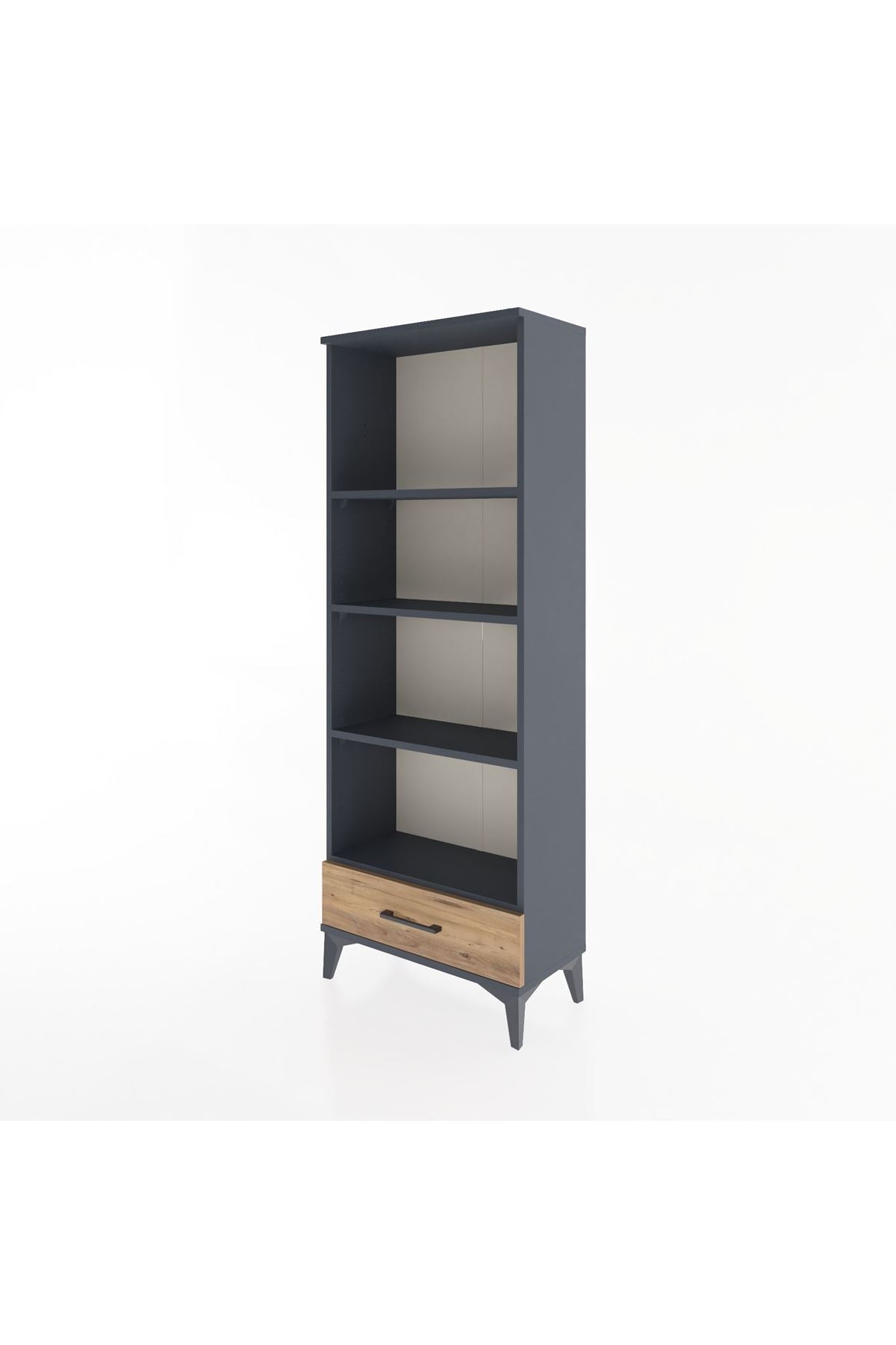 Arges Dolap 4 Raflı Tek Çekmeceli 60x30x163 Antrasit-Çam