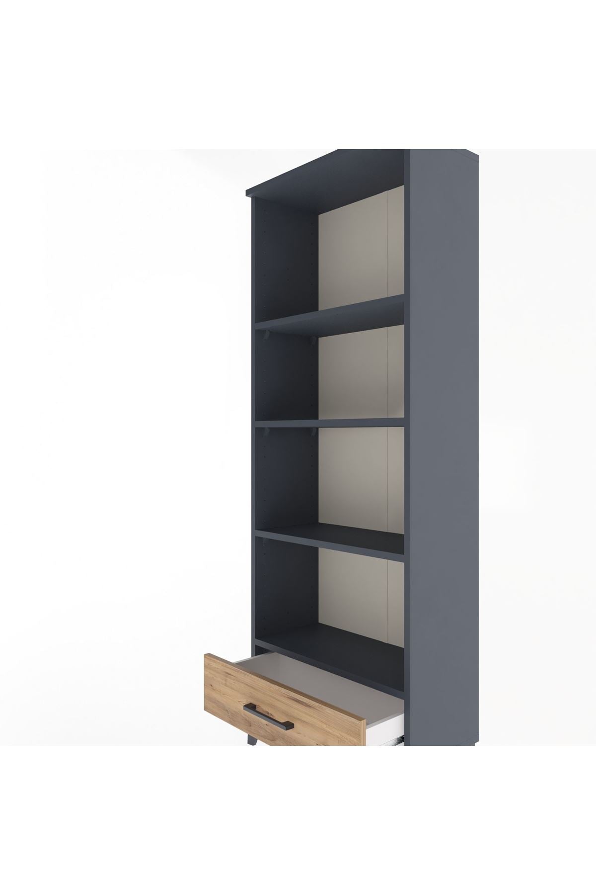 Arges Dolap 4 Raflı Tek Çekmeceli 60x30x163 Antrasit-Çam