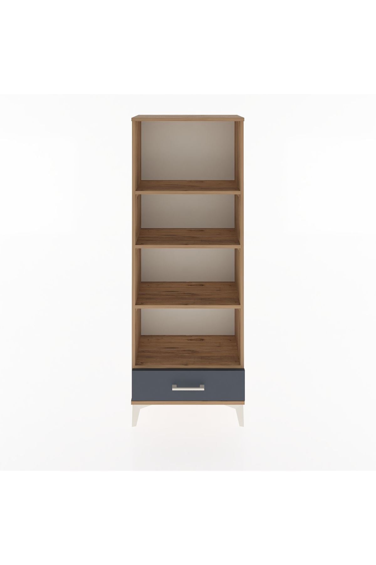 Arges Dolap 4 Raflı Tek Çekmeceli 60x30x163 Çam-Antrasit
