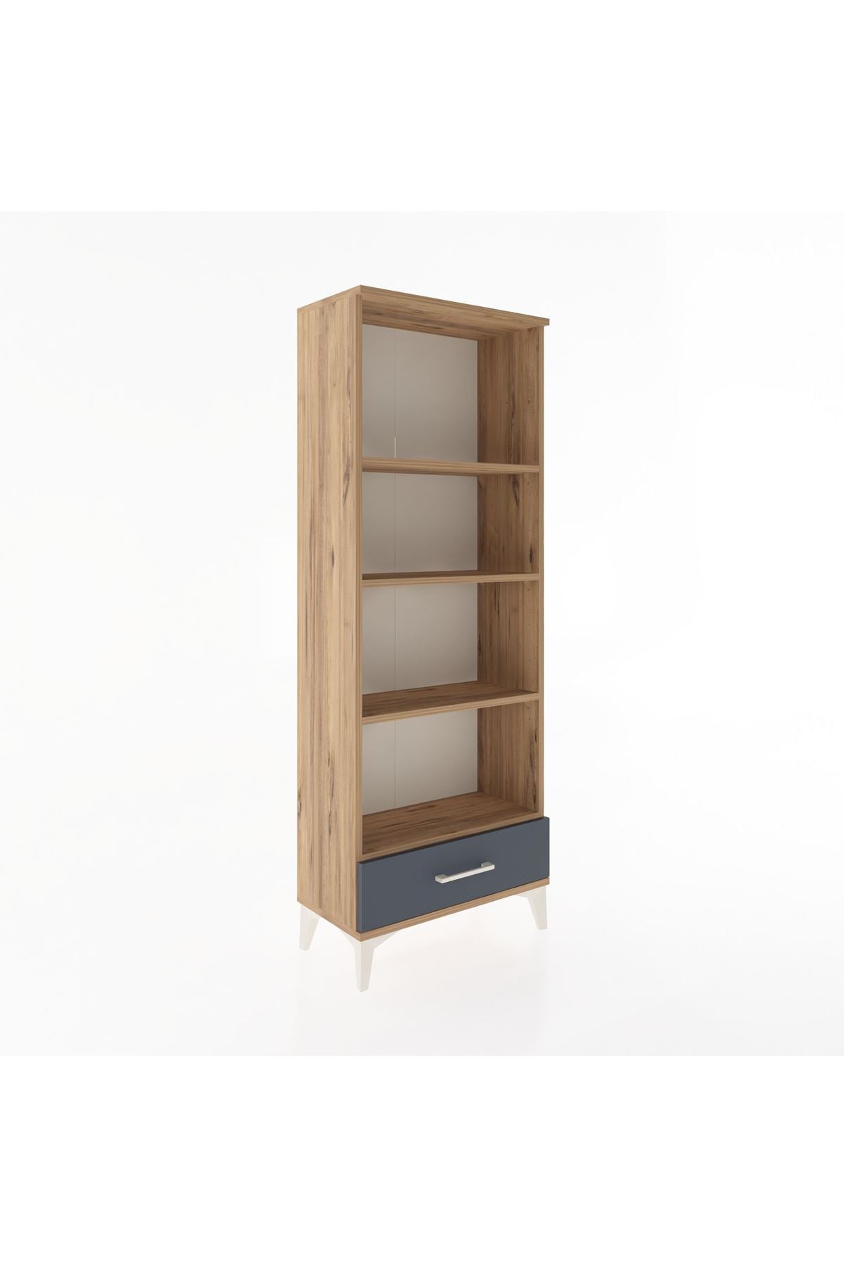 Arges Dolap 4 Raflı Tek Çekmeceli 60x30x163 Çam-Antrasit