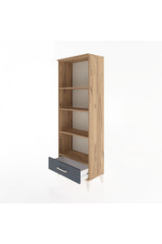 Arges Dolap 4 Raflı Tek Çekmeceli 60x30x163 Çam-Antrasit