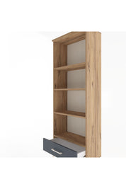 Arges Dolap 4 Raflı Tek Çekmeceli 60x30x163 Çam-Antrasit