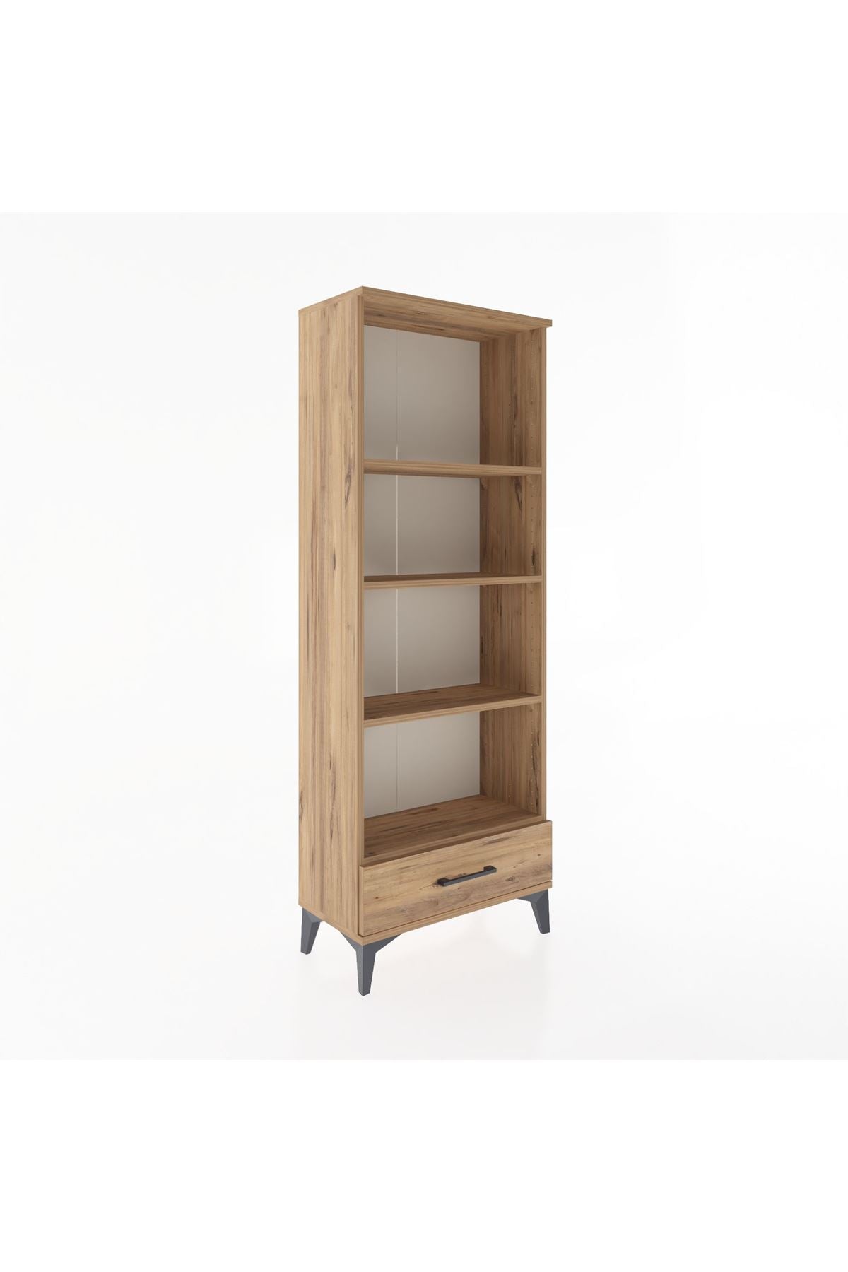 Arges Dolap 4 Raflı Tek Çekmeceli 60x30x163 Çam-Çam