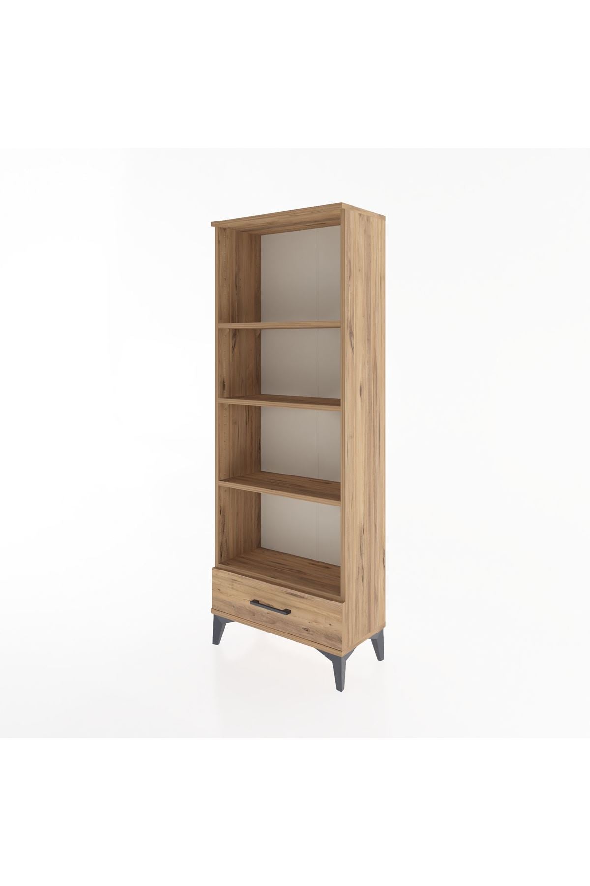 Arges Dolap 4 Raflı Tek Çekmeceli 60x30x163 Çam-Çam