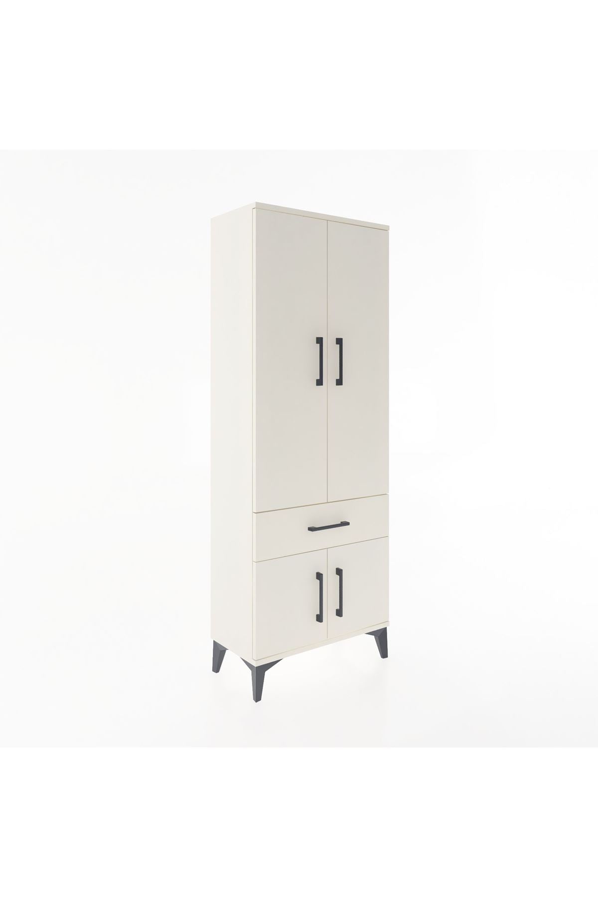 Arges Dolap 3 Raflı Tek Çekmeceli 4 Kapaklı 60x30x163 Aytaşı-Aytaşı