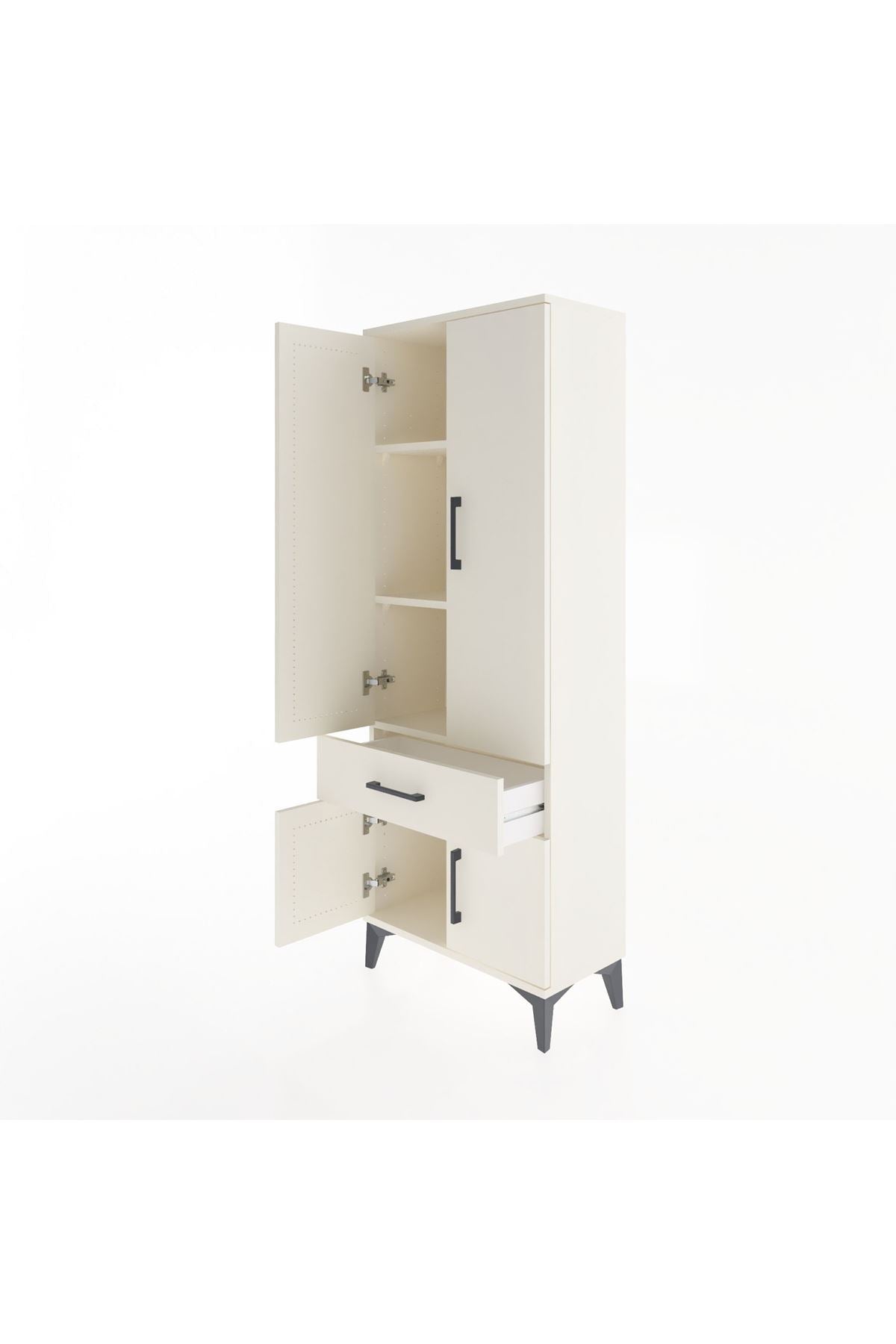 Arges Dolap 3 Raflı Tek Çekmeceli 4 Kapaklı 60x30x163 Aytaşı-Aytaşı