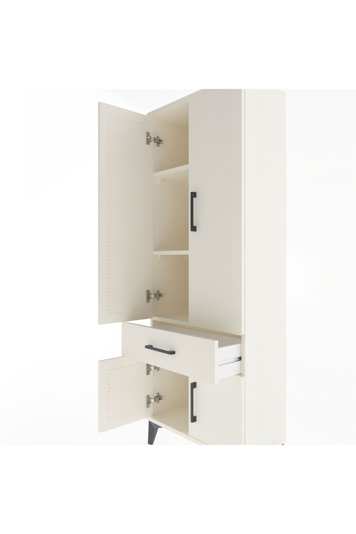 Arges Dolap 3 Raflı Tek Çekmeceli 4 Kapaklı 60x30x163 Aytaşı-Aytaşı