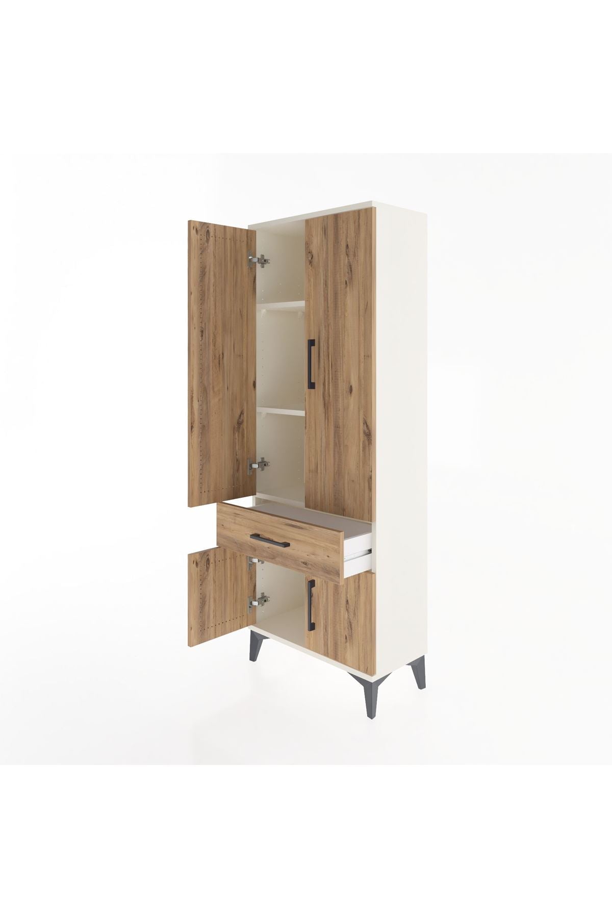 Arges Dolap 3 Raflı Tek Çekmeceli 4 Kapaklı 60x30x163 Aytaşı-Çam