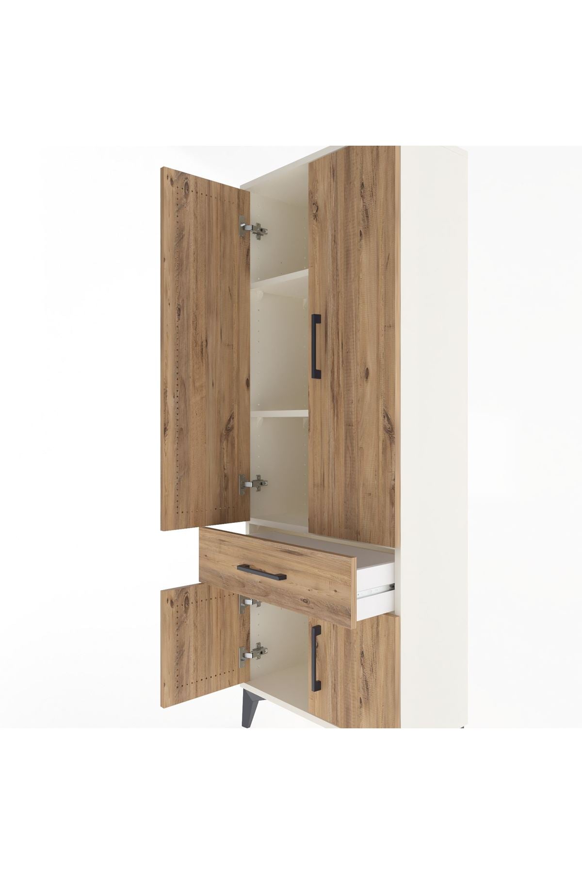 Arges Dolap 3 Raflı Tek Çekmeceli 4 Kapaklı 60x30x163 Aytaşı-Çam