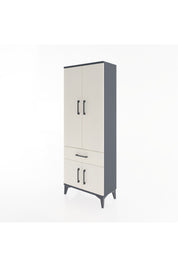 Arges Dolap 3 Raflı Tek Çekmeceli 4 Kapaklı 60x30x163 Antrasit-Aytaşı