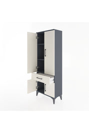 Arges Dolap 3 Raflı Tek Çekmeceli 4 Kapaklı 60x30x163 Antrasit-Aytaşı