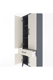 Arges Dolap 3 Raflı Tek Çekmeceli 4 Kapaklı 60x30x163 Antrasit-Aytaşı