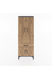 Arges Dolap 3 Raflı Tek Çekmeceli 4 Kapaklı 60x30x163 Antrasit-Çam