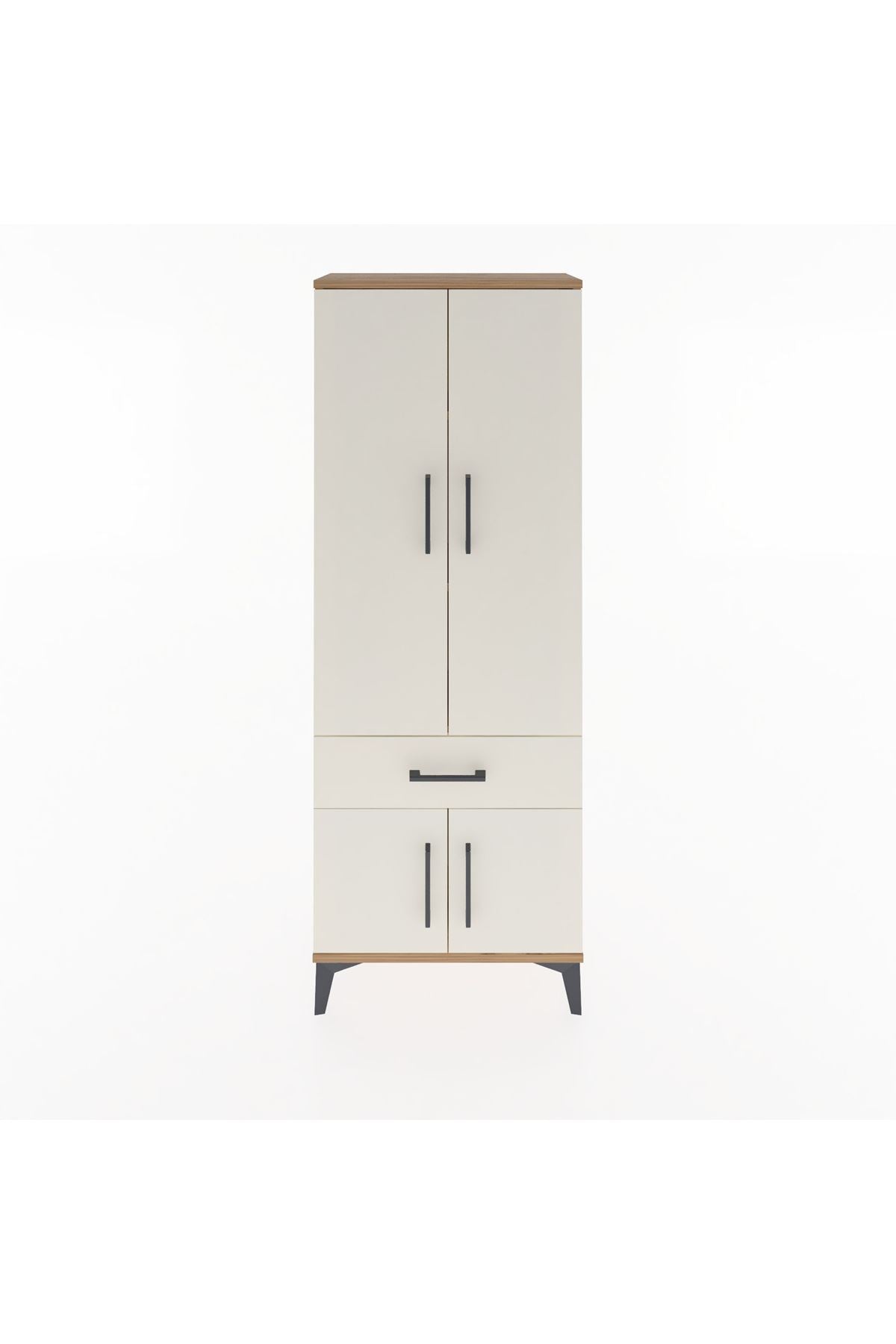 Arges Dolap 3 Raflı Tek Çekmeceli 4 Kapaklı 60x30x163 Çam-Aytaşı