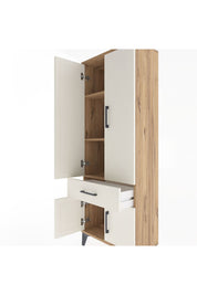 Arges Dolap 3 Raflı Tek Çekmeceli 4 Kapaklı 60x30x163 Çam-Aytaşı