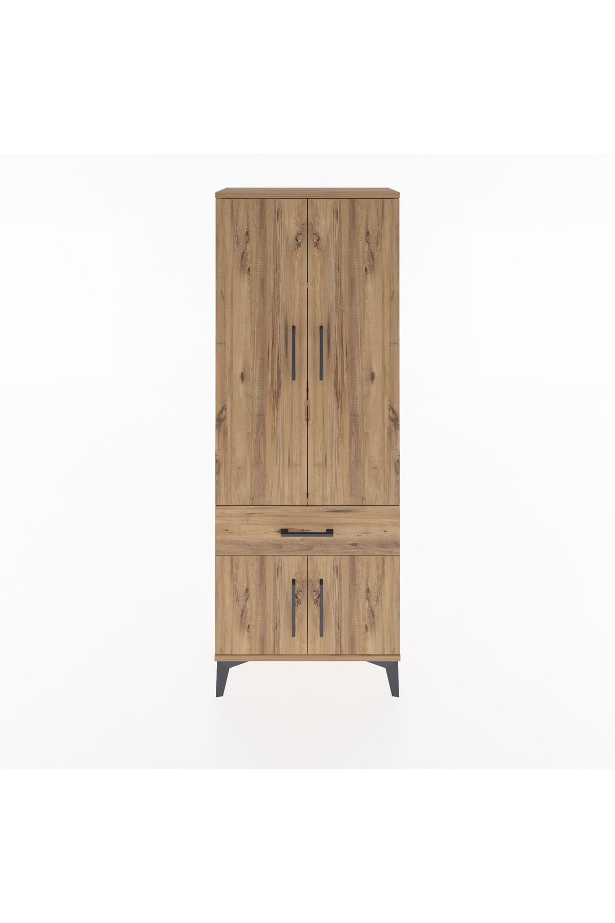 Arges Dolap 3 Raflı Tek Çekmeceli 4 Kapaklı 60x30x163 Çam-Çam