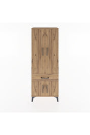 Arges Dolap 3 Raflı Tek Çekmeceli 4 Kapaklı 60x30x163 Çam-Çam