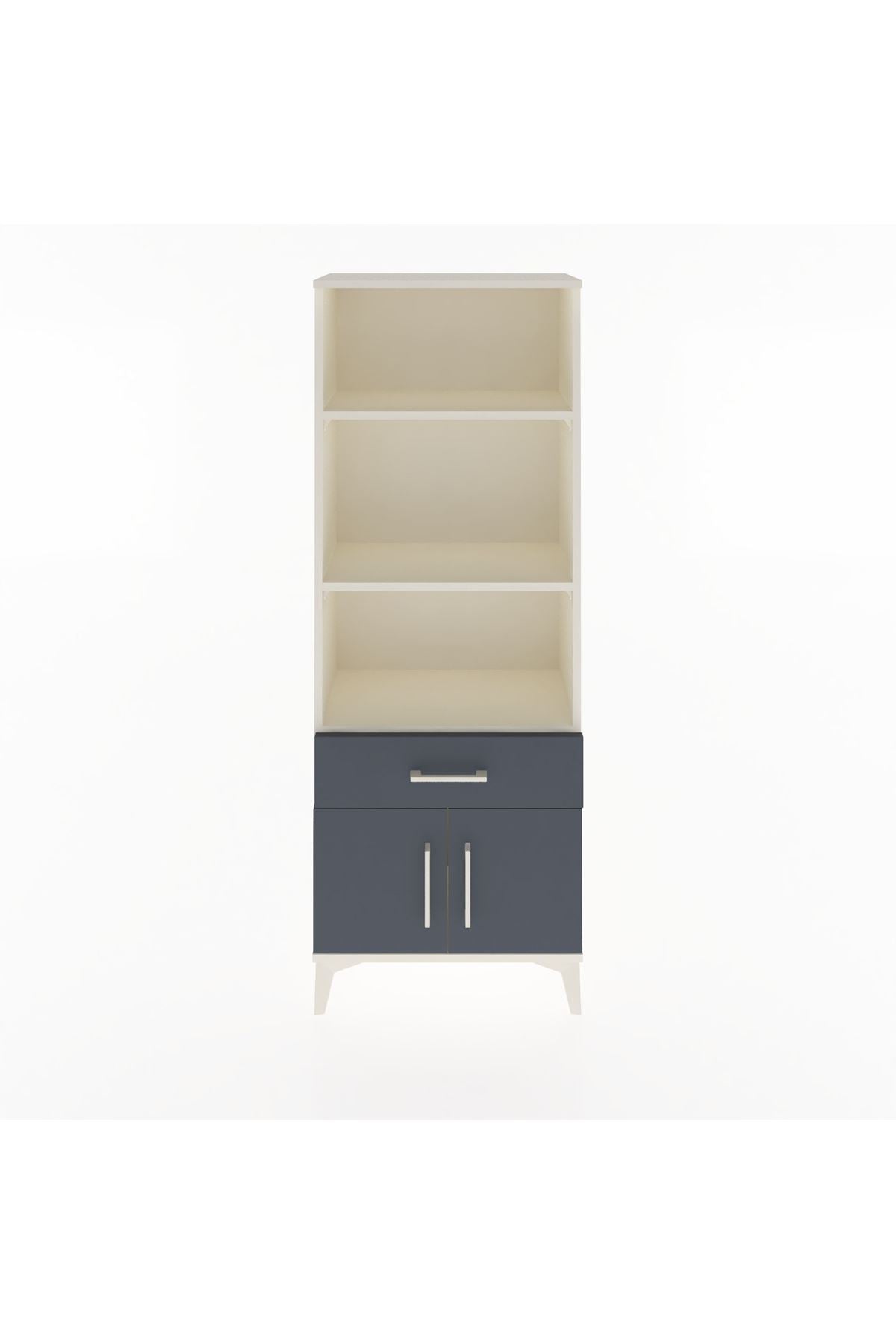 Arges Dolap 3 Raflı Tek Çekmeceli 2 Kapaklı 60x30x163 Aytaşı-Antrasit