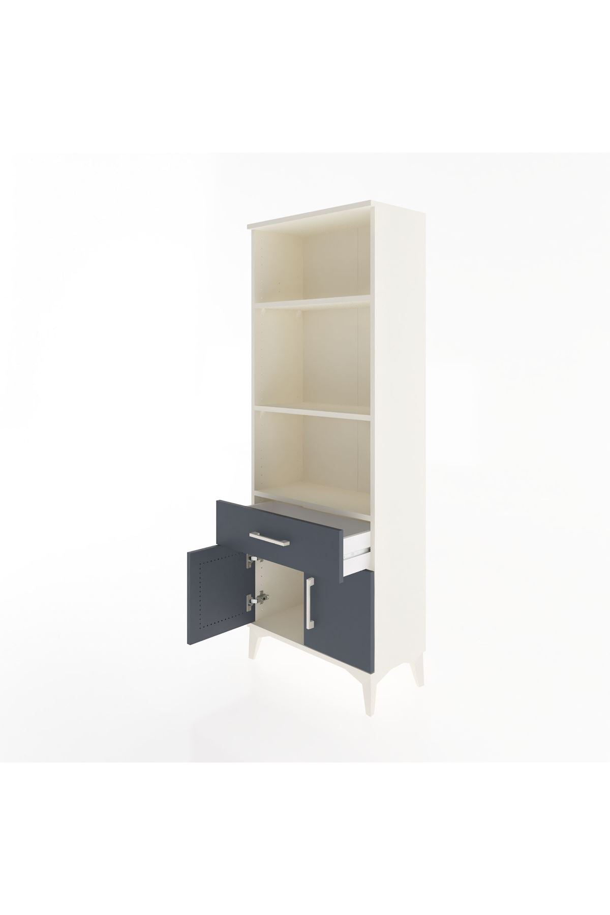 Arges Dolap 3 Raflı Tek Çekmeceli 2 Kapaklı 60x30x163 Aytaşı-Antrasit