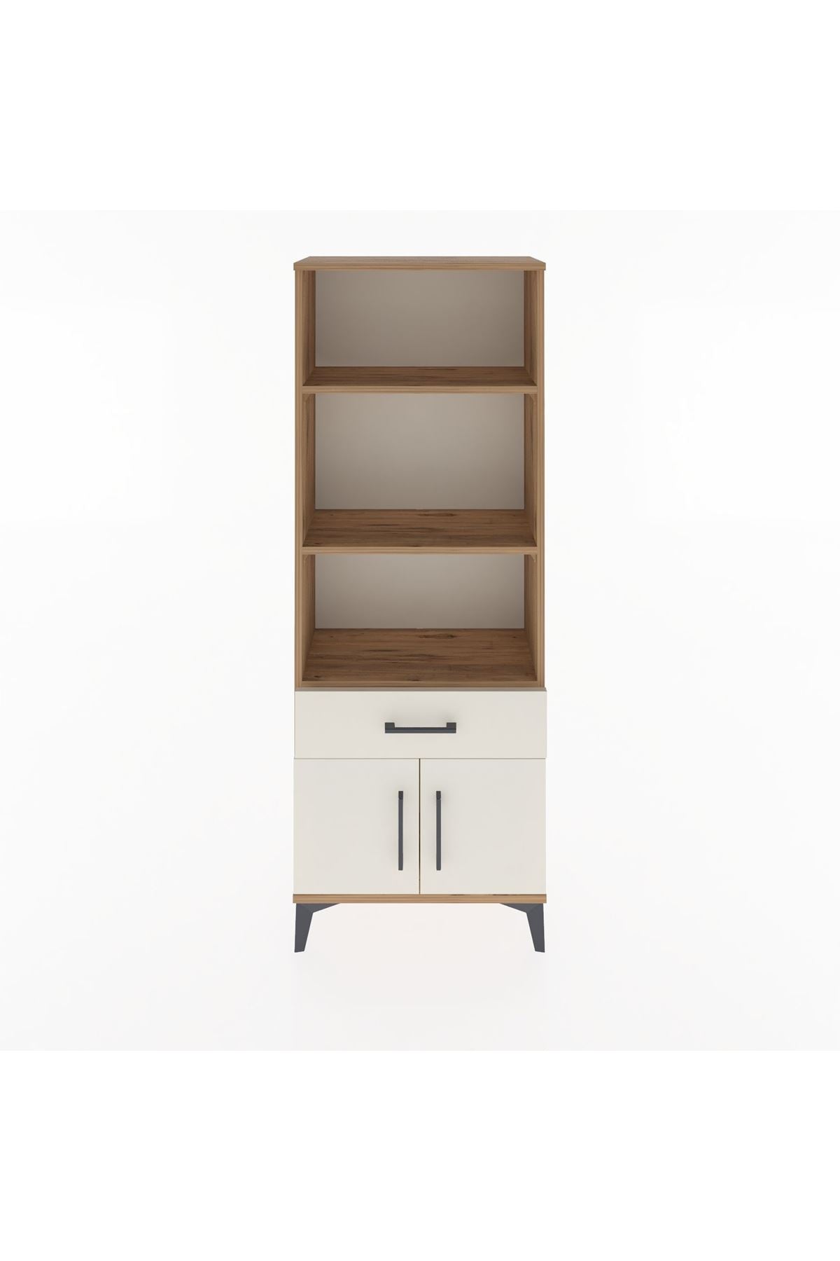 Arges Dolap 3 Raflı Tek Çekmeceli 2 Kapaklı 60x30x163 Çam-Aytaşı