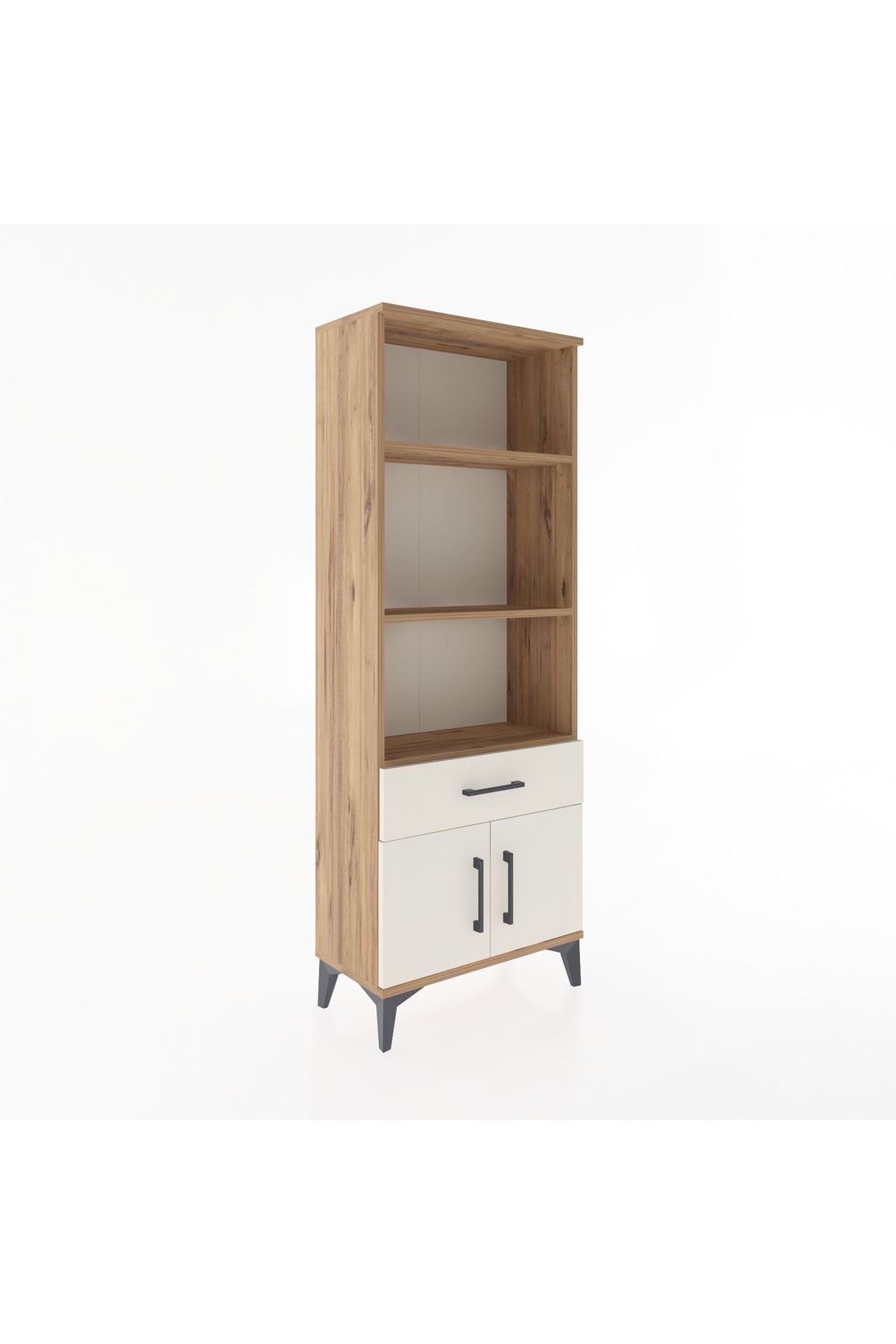 Arges Dolap 3 Raflı Tek Çekmeceli 2 Kapaklı 60x30x163 Çam-Aytaşı