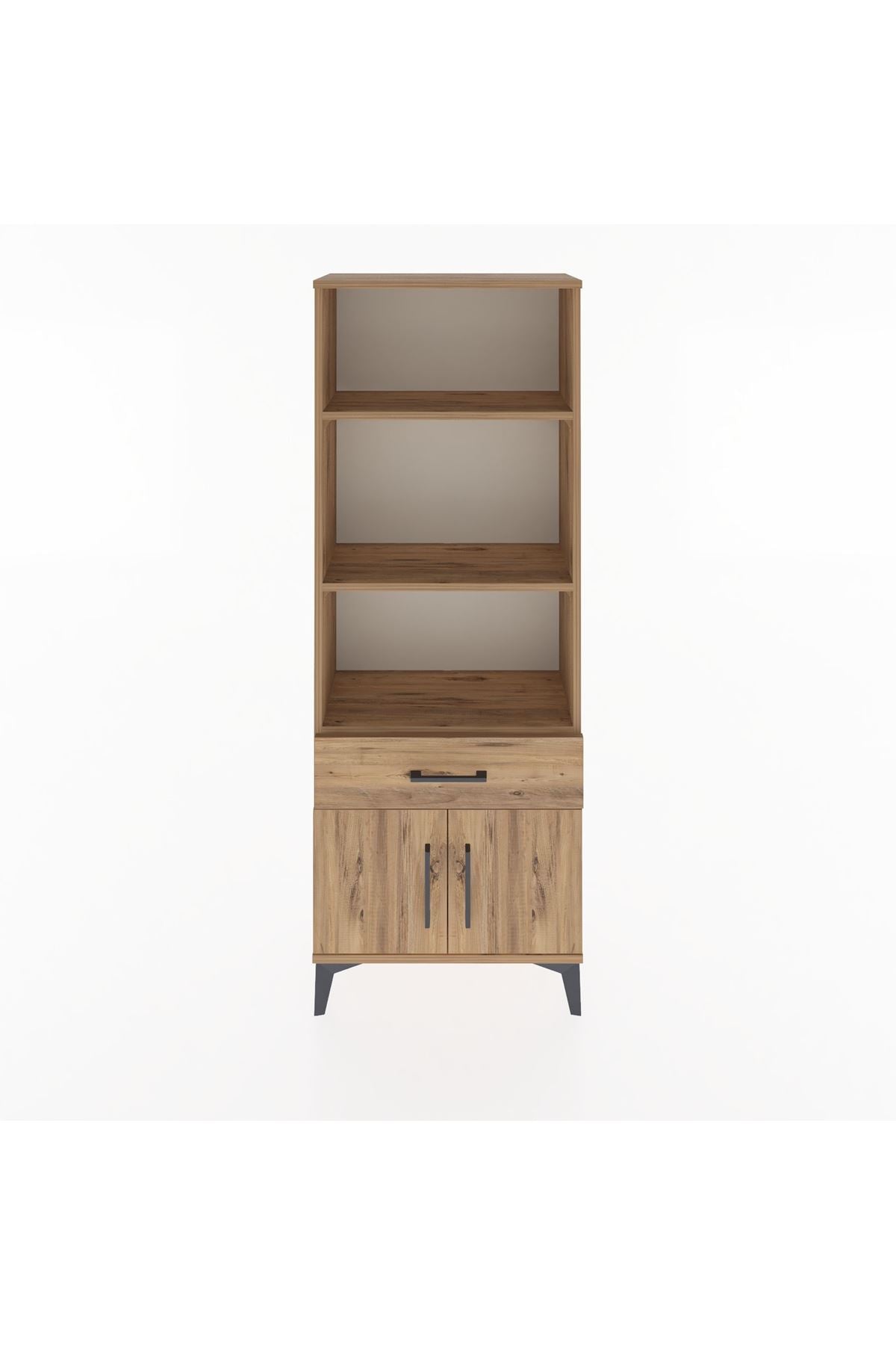 Arges Dolap 3 Raflı Tek Çekmeceli 2 Kapaklı 60x30x163 Çam-Çam