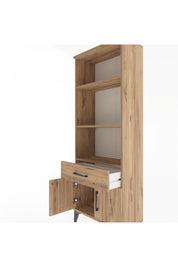 Arges Dolap 3 Raflı Tek Çekmeceli 2 Kapaklı 60x30x163 Çam-Çam