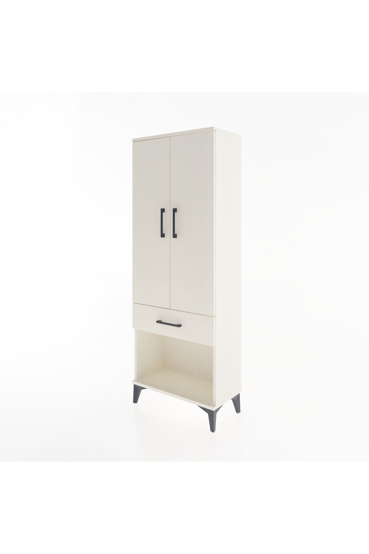 Arges Dolap 3 Raflı Tek Çekmeceli 2 Kapaklı 60x30x163 Aytaşı-Aytaşı