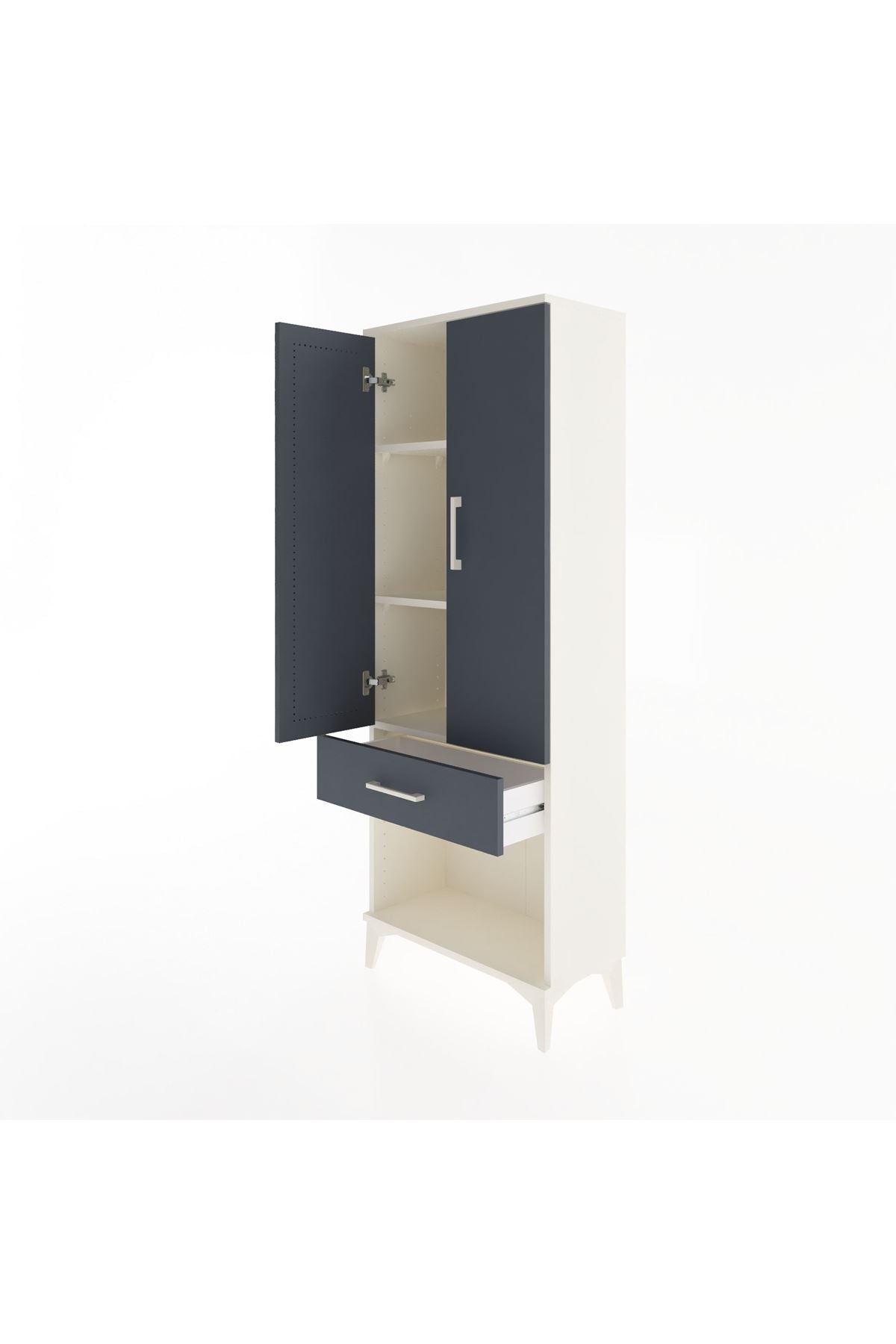 Arges Dolap 3 Raflı Tek Çekmeceli 2 Kapaklı 60x30x163 Aytaşı-Antrasit