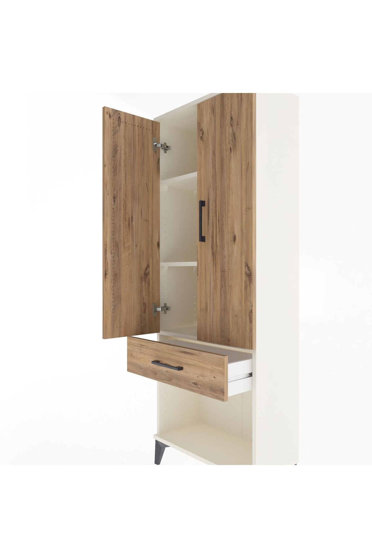 Arges Dolap 3 Raflı Tek Çekmeceli 2 Kapaklı 60x30x163 Aytaşı-Çam
