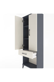 Arges Dolap 3 Raflı Tek Çekmeceli 2 Kapaklı 60x30x163 Antrasit-Aytaşı