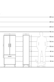 Arges Dolap 3 Raflı Tek Çekmeceli 2 Kapaklı 60x30x163 Antrasit-Aytaşı