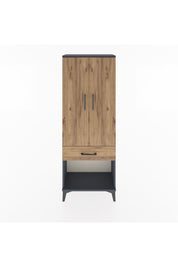 Arges Dolap 3 Raflı Tek Çekmeceli 2 Kapaklı 60x30x163 Antrasit-Çam