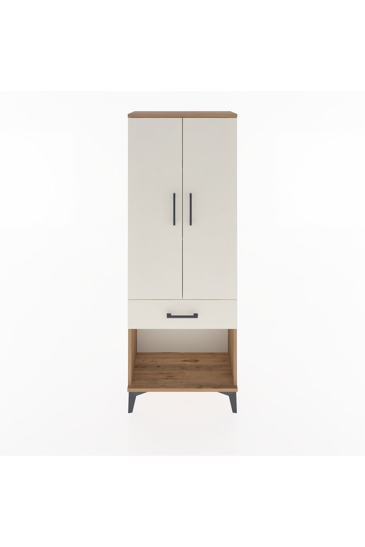 Arges Dolap 3 Raflı Tek Çekmeceli 2 Kapaklı 60x30x163 Çam-Aytaşı