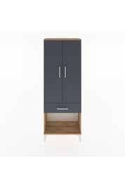 Arges Dolap 3 Raflı Tek Çekmeceli 2 Kapaklı 60x30x163 Çam-Antrasit