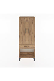 Arges Dolap 3 Raflı Tek Çekmeceli 2 Kapaklı 60x30x163 Çam-Çam