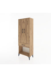 Arges Dolap 3 Raflı Tek Çekmeceli 2 Kapaklı 60x30x163 Çam-Çam