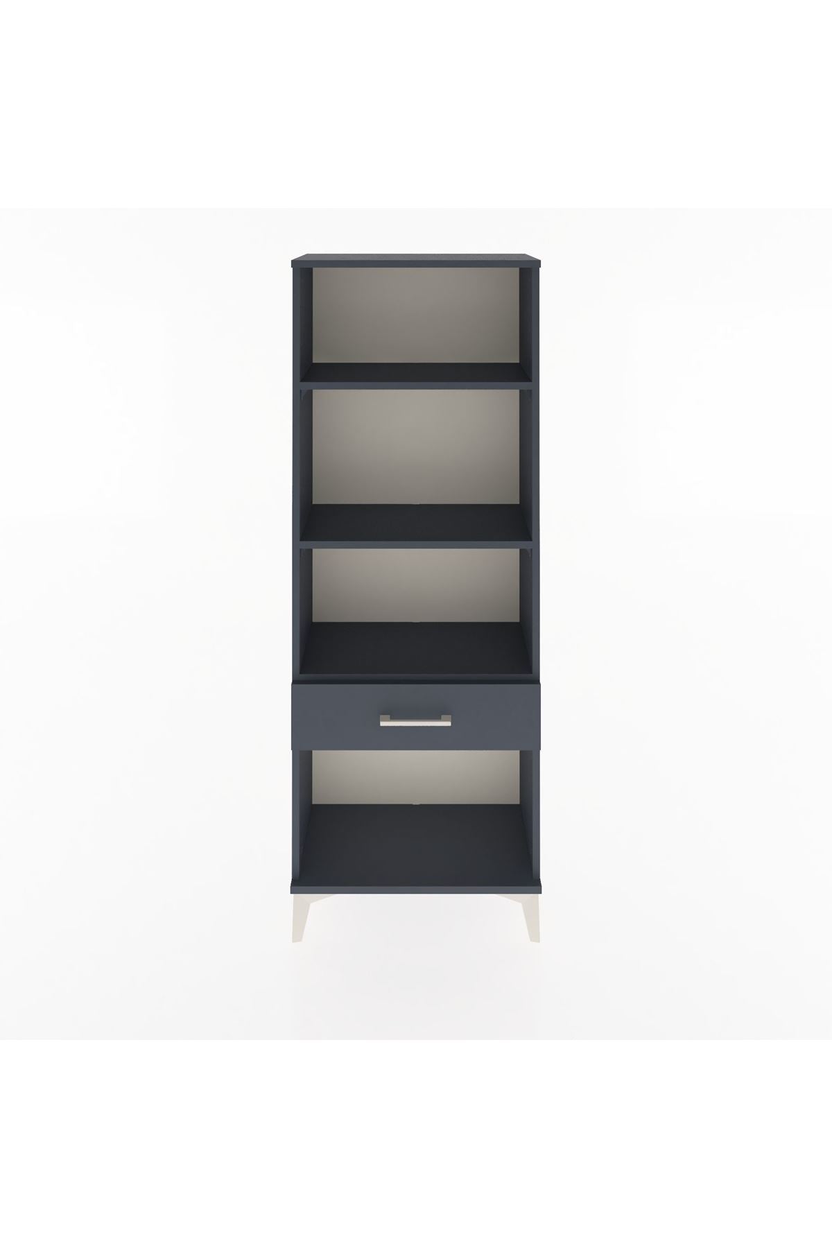 Arges Dolap 3 Raflı Tek Çekmeceli 60x30x163 Antrasit-Antrasit