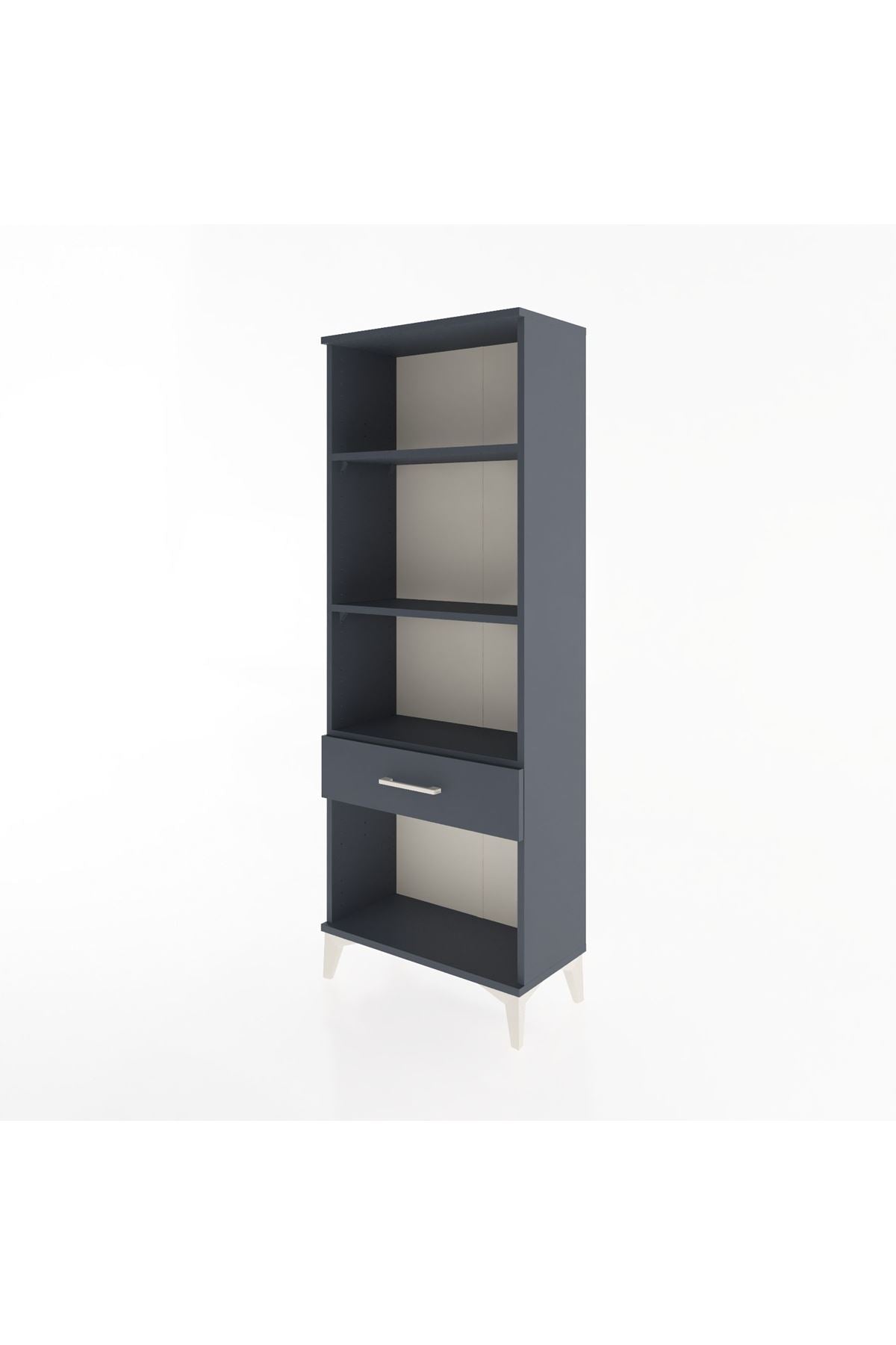 Arges Dolap 3 Raflı Tek Çekmeceli 60x30x163 Antrasit-Antrasit