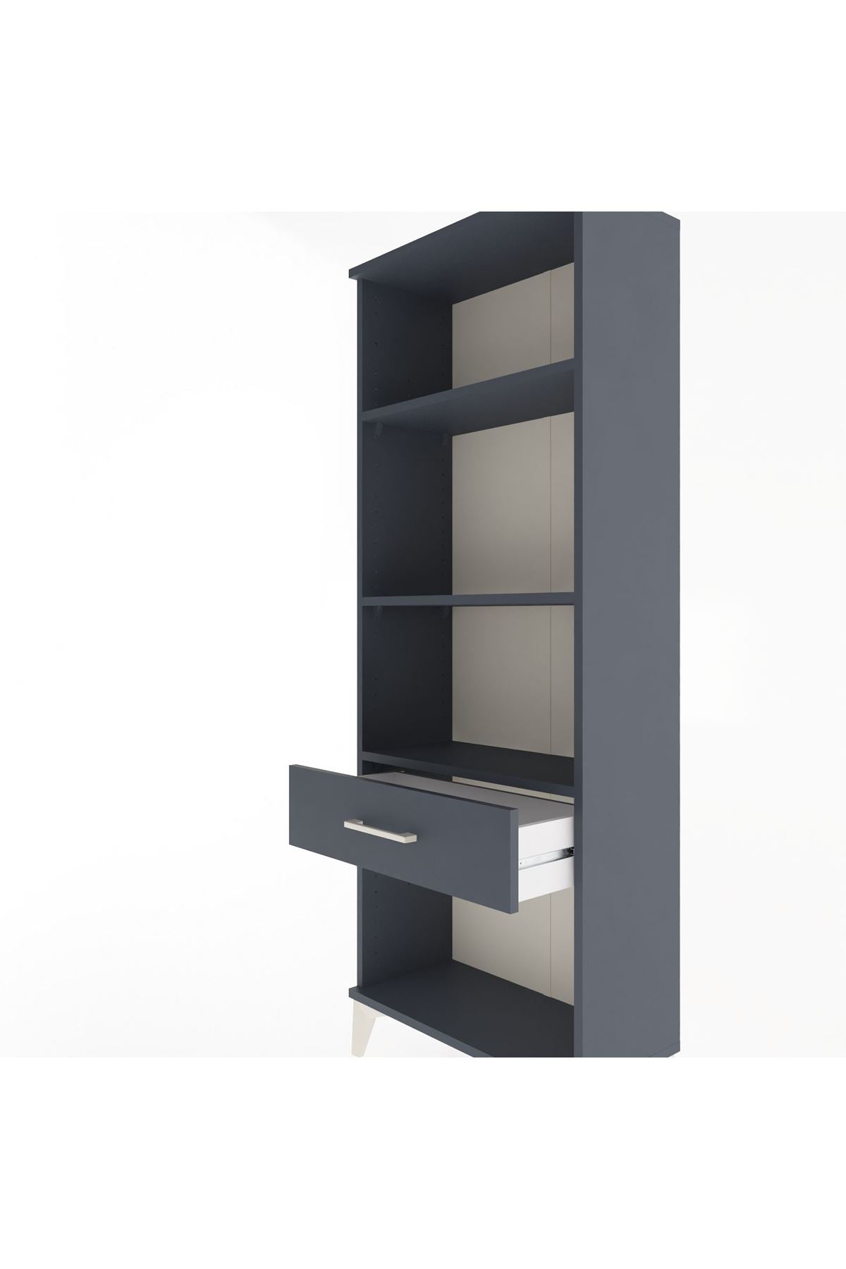 Arges Dolap 3 Raflı Tek Çekmeceli 60x30x163 Antrasit-Antrasit