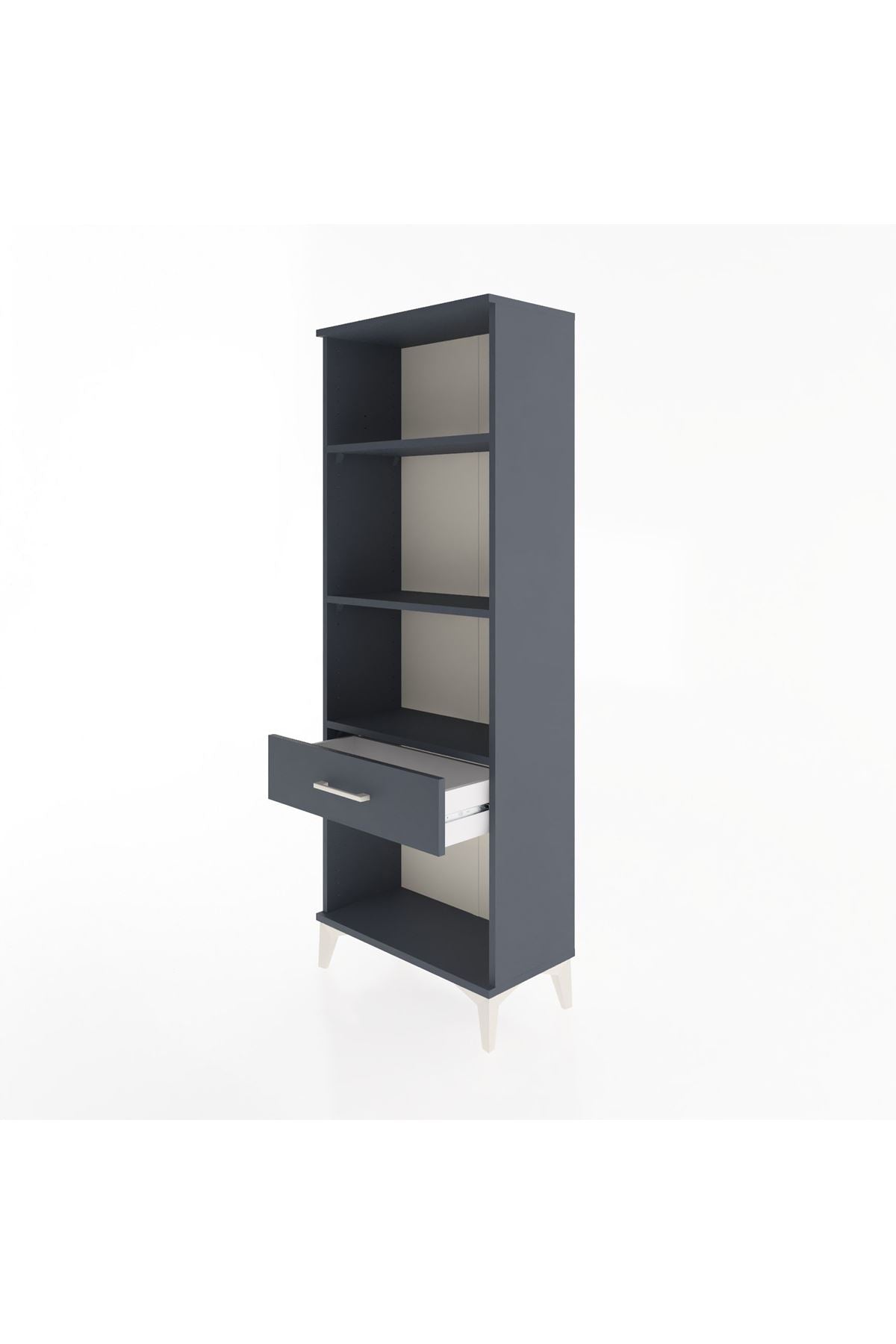 Arges Dolap 3 Raflı Tek Çekmeceli 60x30x163 Antrasit-Antrasit