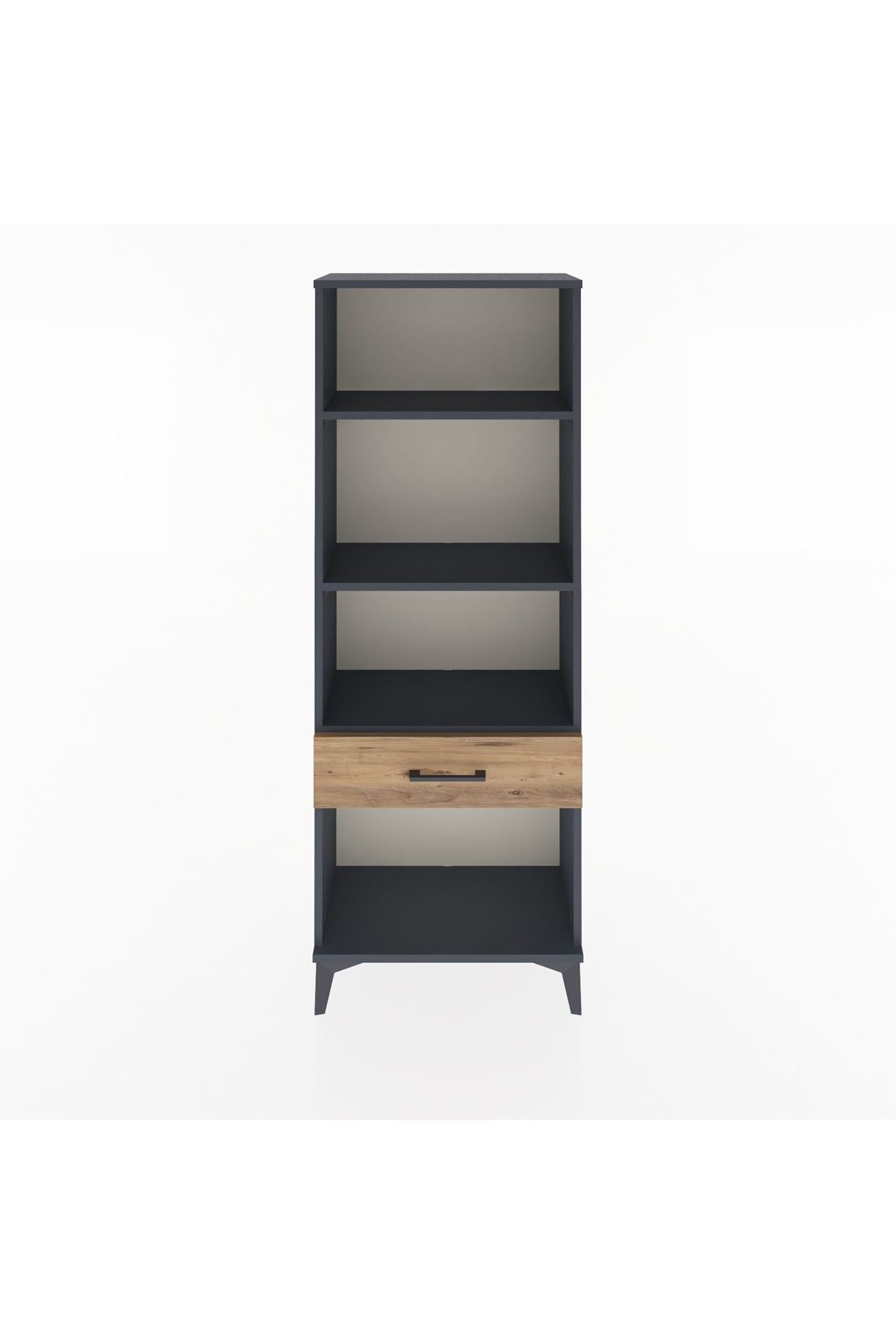 Arges Dolap 3 Raflı Tek Çekmeceli 60x30x163 Antrasit-Çam