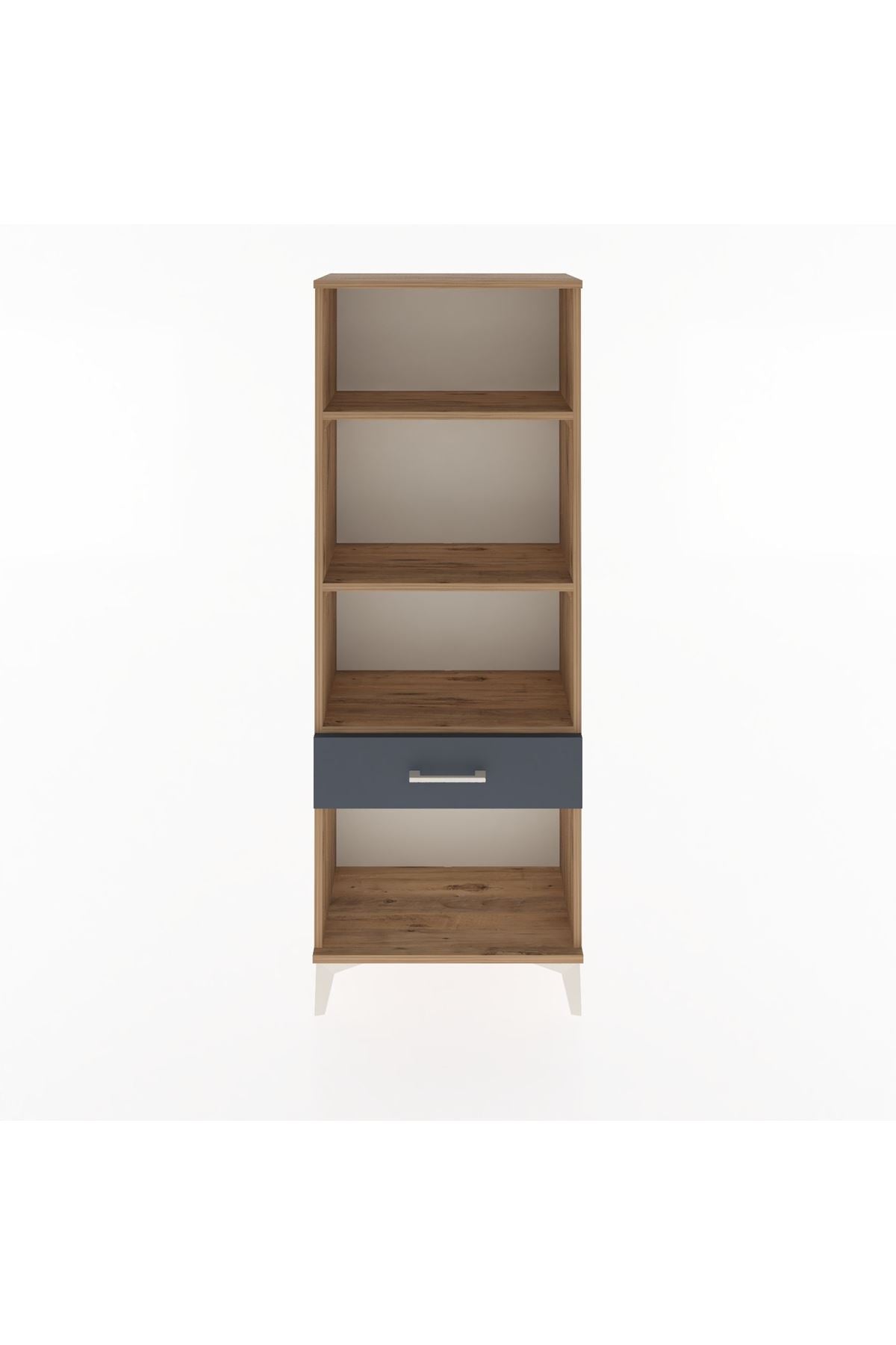 Arges Dolap 3 Raflı Tek Çekmeceli 60x30x163 Çam-Antrasit