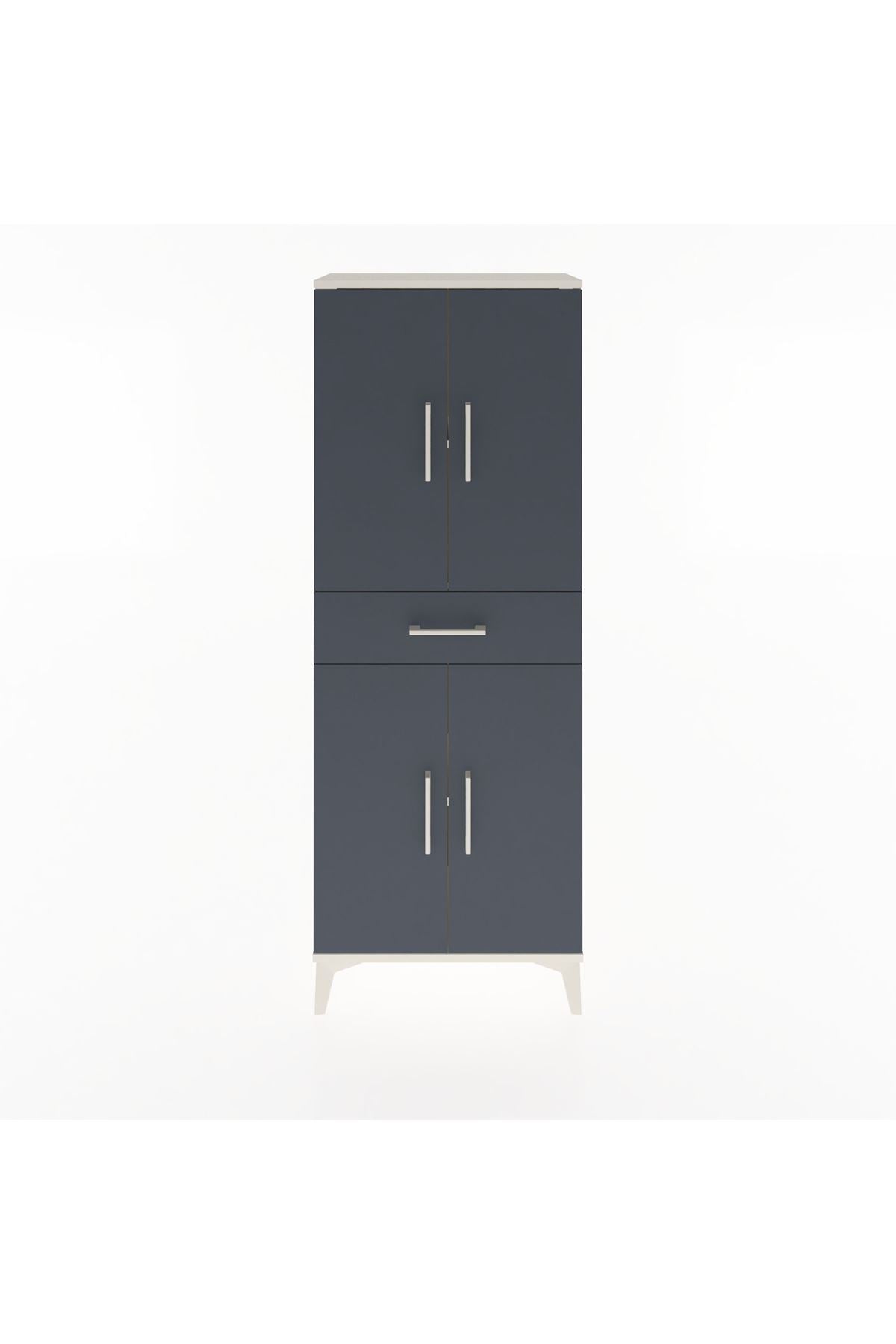 Arges Dolap 3 Raflı Tek Çekmeceli 4 Kapaklı 60x30x163 Aytaşı-Antrasit