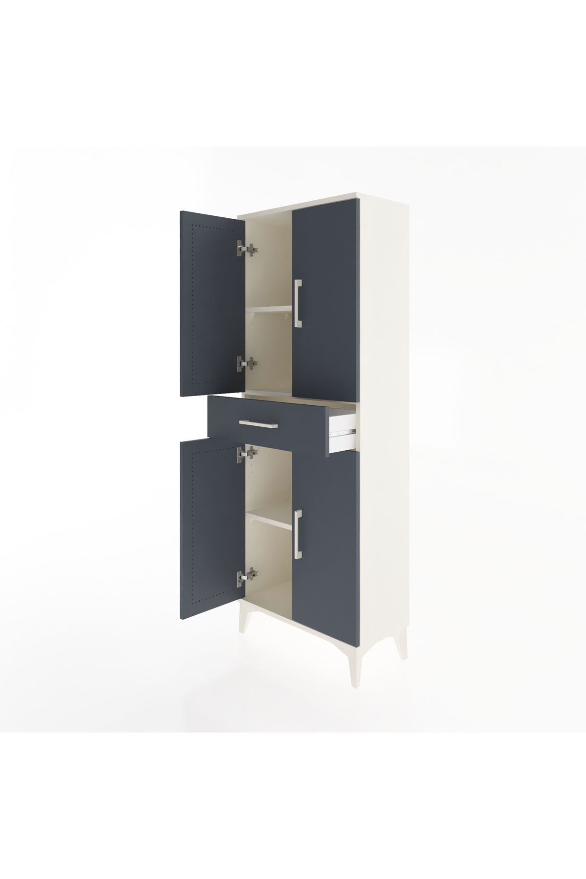 Arges Dolap 3 Raflı Tek Çekmeceli 4 Kapaklı 60x30x163 Aytaşı-Antrasit