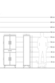 Arges Dolap 3 Raflı Tek Çekmeceli 4 Kapaklı 60x30x163 Aytaşı-Antrasit