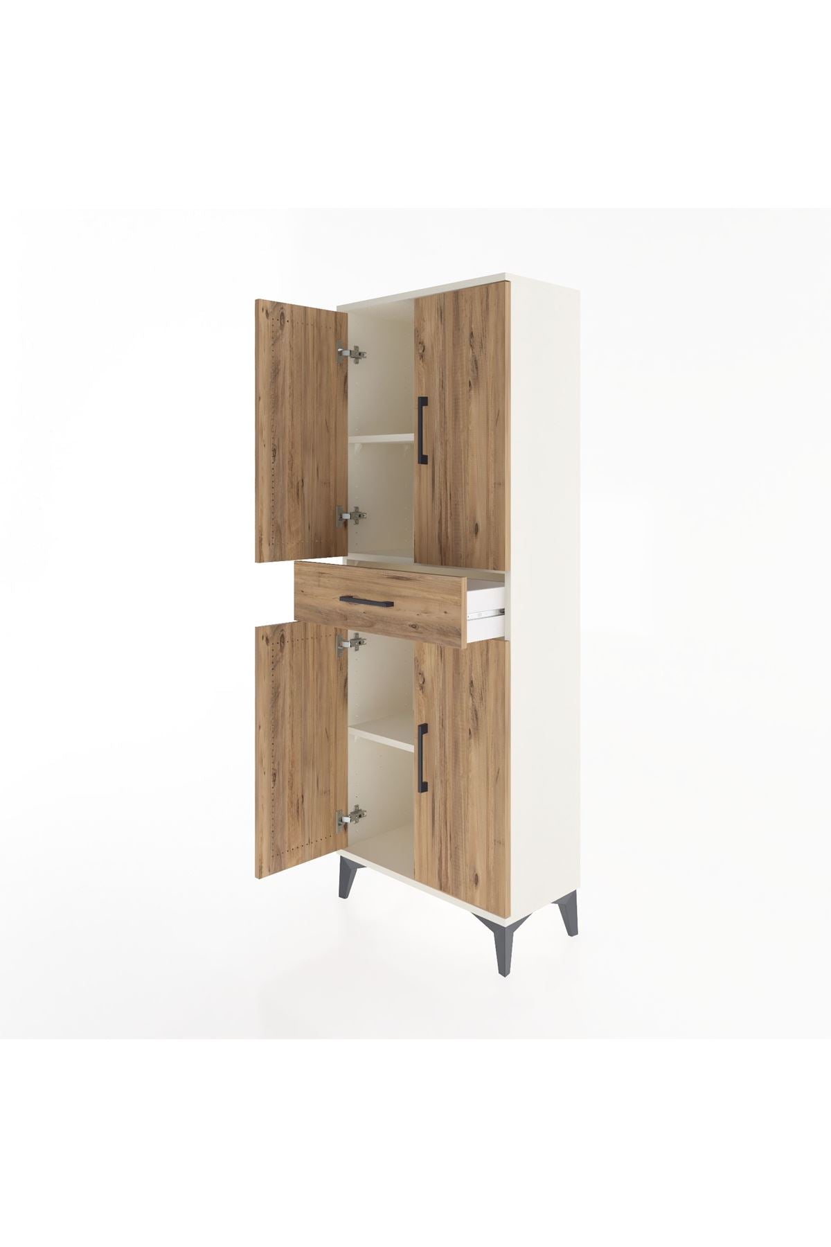 Arges Dolap 3 Raflı Tek Çekmeceli 4 Kapaklı 60x30x163 Aytaşı-Çam